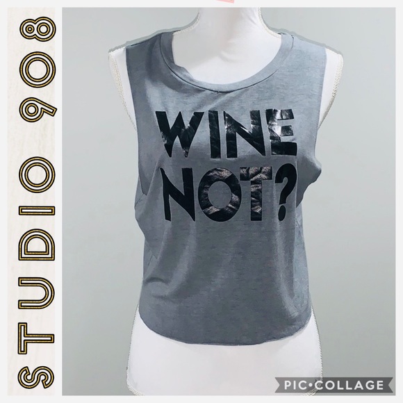 studio 908 Tops - Studio 908 • Wine Not? gray crop tank • Small